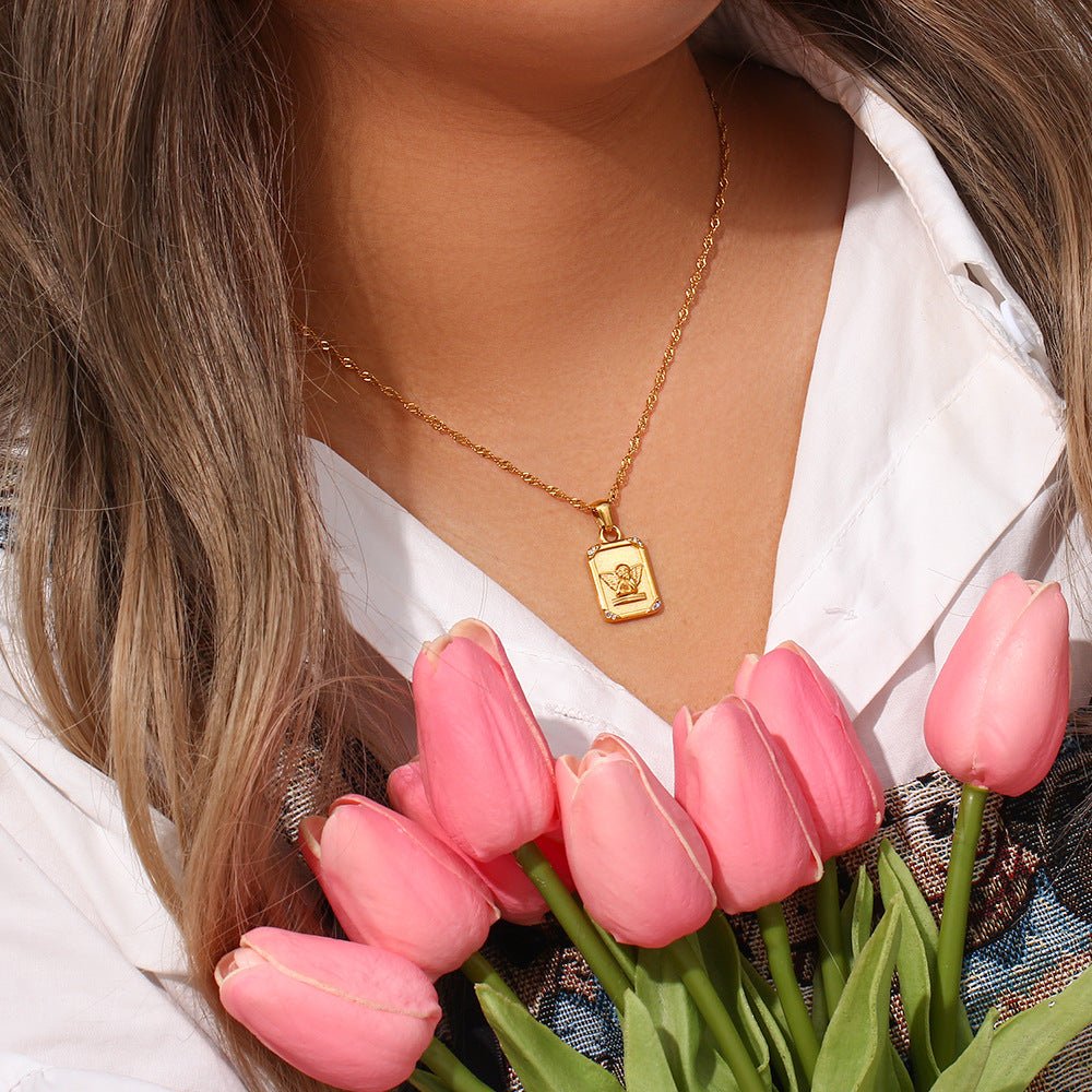 Cleo Angel Necklace in Gold