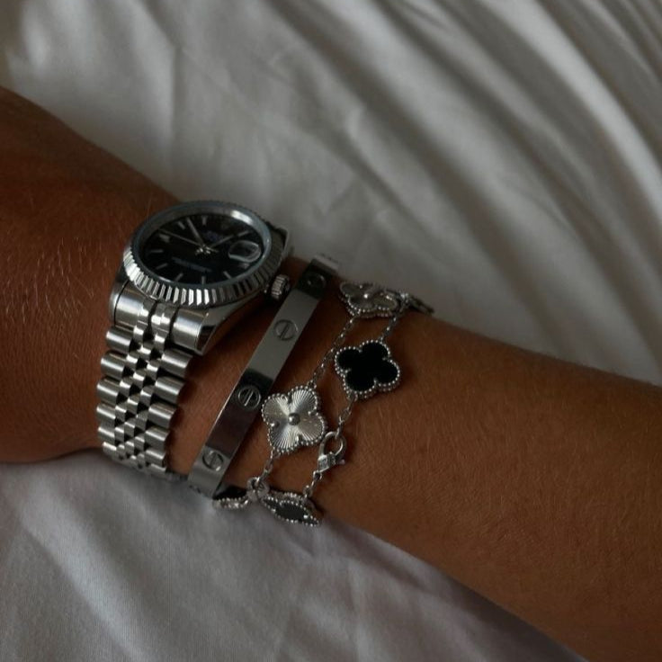 Clover Bracelet Silver-Black