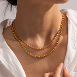 Double Ball Chain Necklace in Gold
