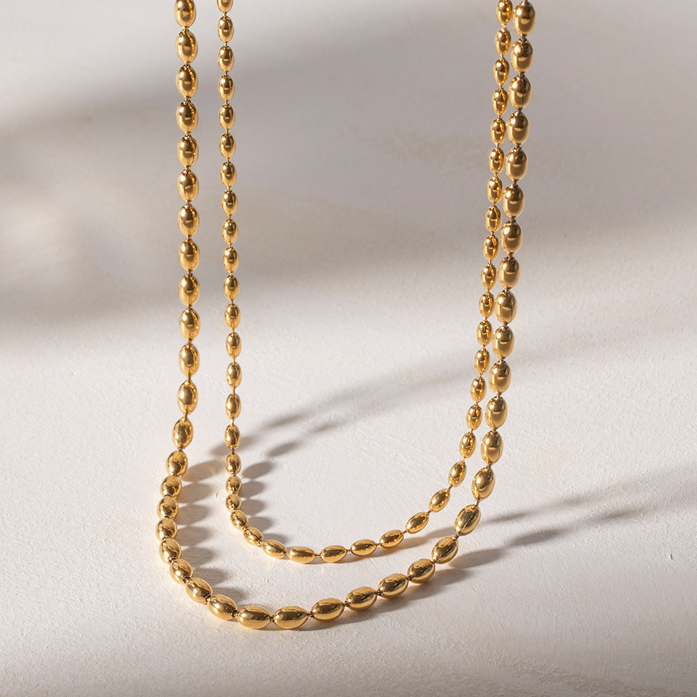 Double Ball Chain Necklace in Gold