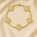 Four-Leaf Clover Bracelet with Zirconia