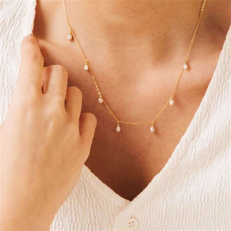 Freeda Pearl Necklace in Gold