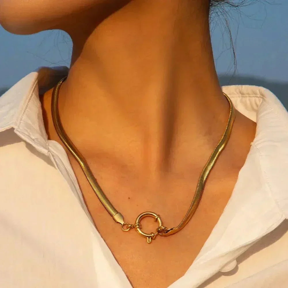 Gabriella Snake Chain Necklace in Gold