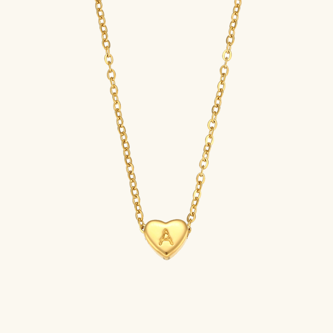Heart Initial Necklace in Gold