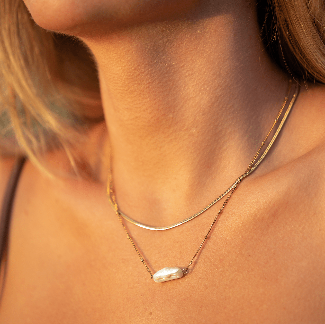 Helios Pearl Necklace in Gold