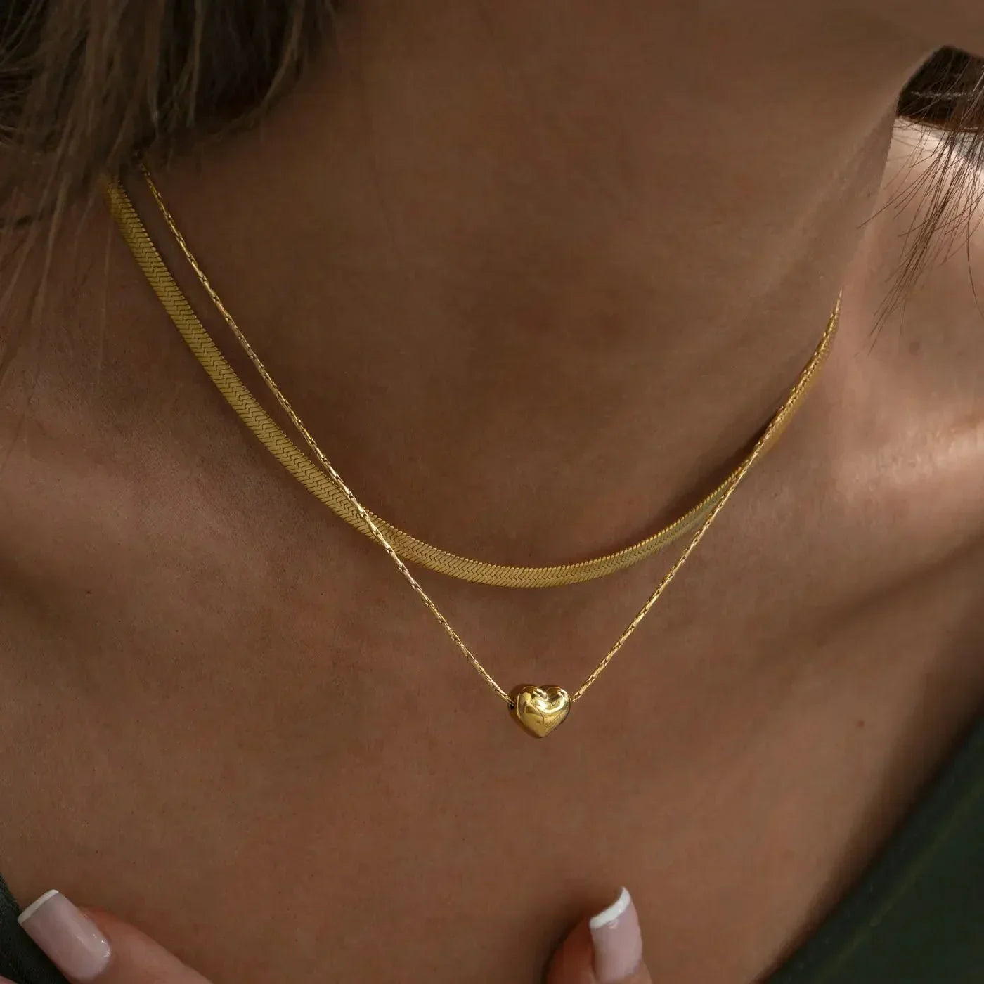 Jessica Heart Necklace in Gold