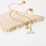 Mermaid Pearl Necklace in Gold