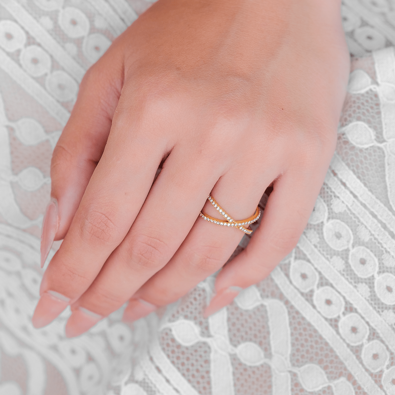 Nia Cross Ring in Gold