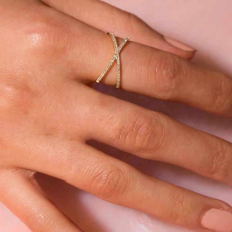 Nia Cross Ring in Gold